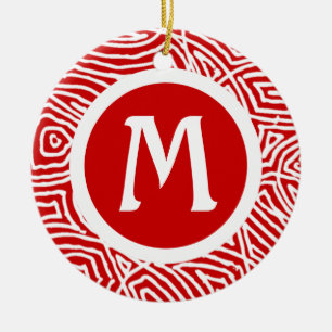 Red Initial Julgransprydnad Keramik