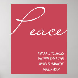 Red Inspirational Peace Quote  Wall Art Poster