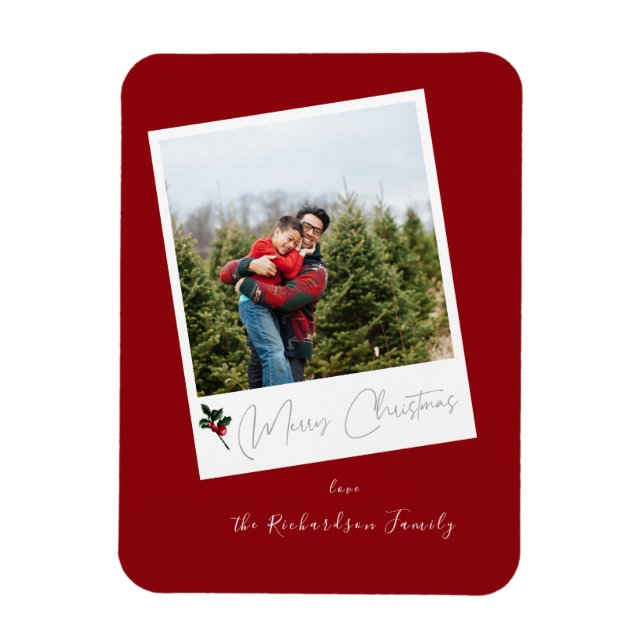 Red Instant Photo God jul Magnet (Vertikal)