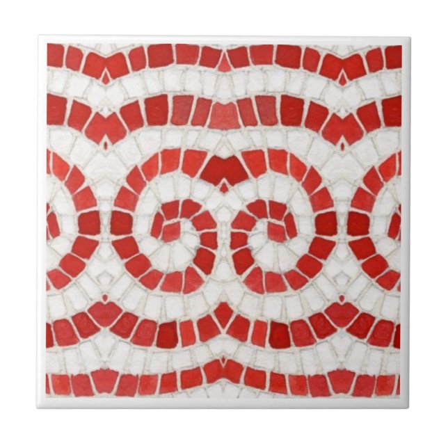 RED IONIC MOSAIC 4,25-tums keramiskt plattor i kva Kakelplatta (Framsidan)