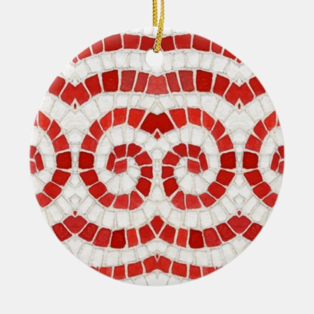 RED IONIC MOSAIC Ceramic Circle Ornament (Framsidan)