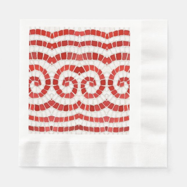 RED IONIC MOSAIC CoWN Luncheon Papper Napkins Pappersservett (Framsidan)