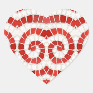RED IONIC MOSAIC Heart Stickers Hjärtformat Klistermärke