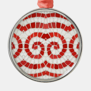 RED IONIC MOSAIC Premium Round Ornament