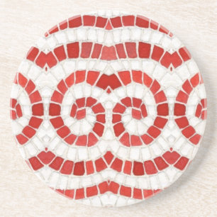 RED IONIC MOSAIC Round Sandstone Underlägg