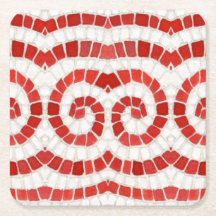 RED IONIC MOSAIC Square Papper Underlägg Kvadrat