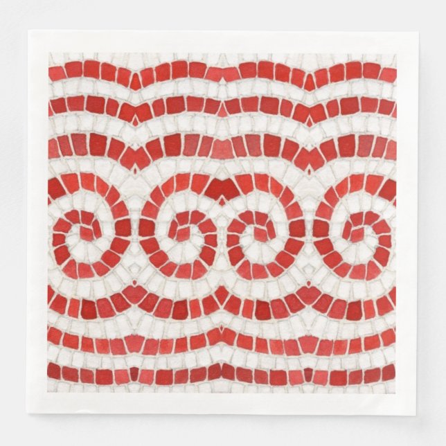 RED IONIC MOSAIC Standard Dinner Papper Napkins Pappersservett (Framsida)