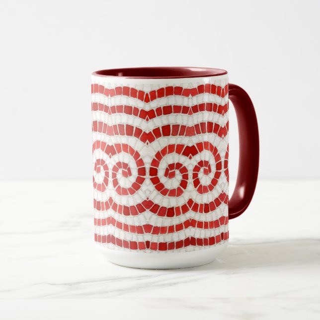 RED IONIC MOSAIC Tall Maroon Combo Mugg (Framsida höger)