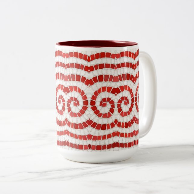 RED IONIC MOSAIC Tall Maroon Two Tone Mugg (Framsida höger)