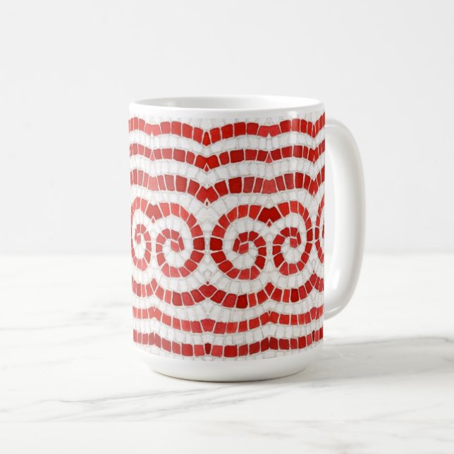 RED IONIC MOSAIC Tall White Mugg (Framsida höger)