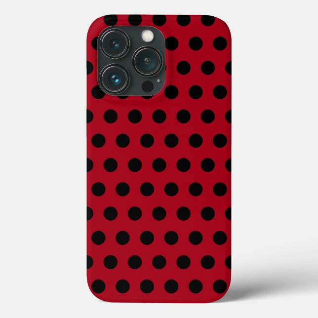 Red iphone case med Black Polka dots Välj Färg (Baksida)