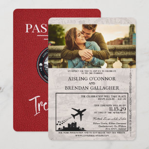 Red Ireland Passport bröllop-inbjudan Inbjudningar