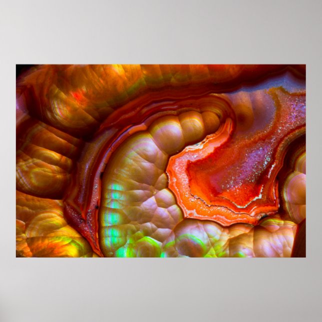 Red iridescent Fire Opal Poster (Framsidan)