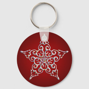 Red Iridescent Star Keychain Nyckelring
