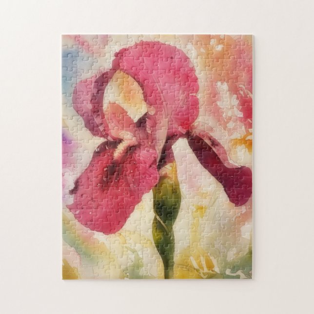 Red Iris Blomsterträdgård Art Puzzle Pussel (Vertikal)