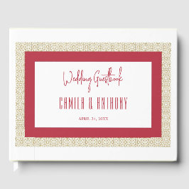 Red Islamic Geometric Gräns Bröllop Gästböcker