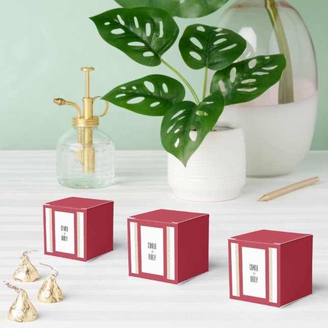 Red Islamic Geometric Gräns Bröllop Presentaskar (Multipel)