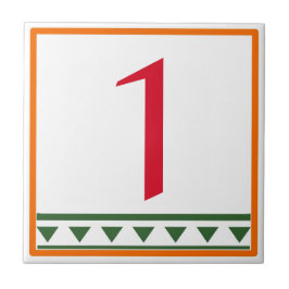 Red Italian Brev & Numbers Ceramic Tile Kakelplatta