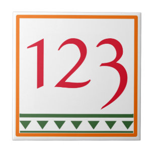 Red Italian Brev & Numbers Ceramic Tile Kakelplatta