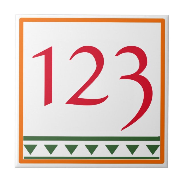 Red Italian Brev & Numbers Ceramic Tile Kakelplatta (Framsidan)