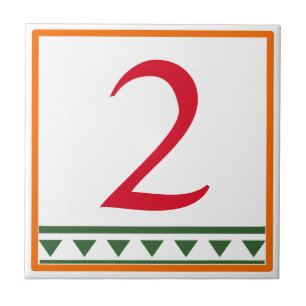 Red Italian Brev & Numbers Ceramic Tile Kakelplatta