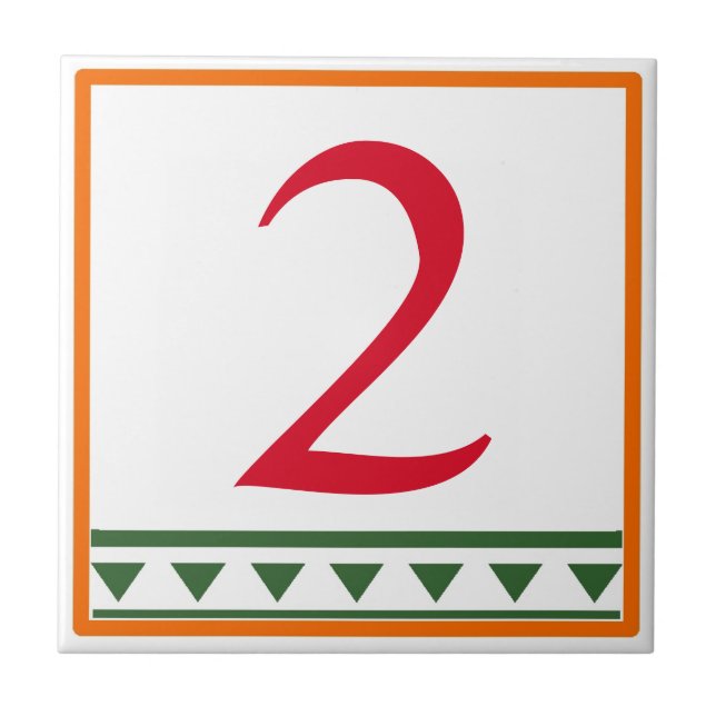 Red Italian Brev & Numbers Ceramic Tile Kakelplatta (Framsidan)