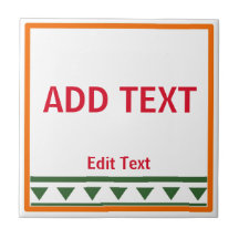 Red Italian Brev & Numbers Ceramic Tile