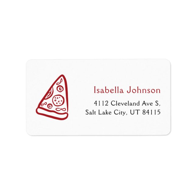 Red Italian Hand Drawn Pizza Ciao Baby Baby Shower Adressetikett (Framsidan)