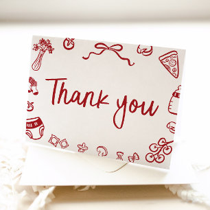 Red Italiana Hand plockade Baby Shower - tack för Kort
