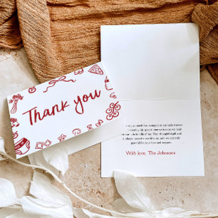 Red Italiana Hand plockade Baby Shower - tack för Kort