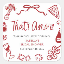 Red Italiana som är Amore Pizza Pasta Möhippa Fyrkantigt Klistermärke