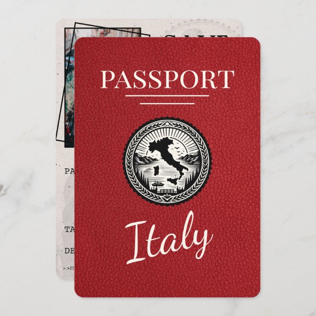 Red Italien Passport Spara Datumet (Fram/baksida)