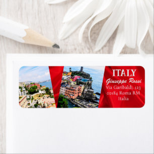 Red Italien Trendig Modern Nature, Rom-adressetike Returadress Etikett