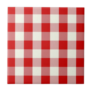 Red & Ivory Cottagecore Gingham Check Play Kakelplatta