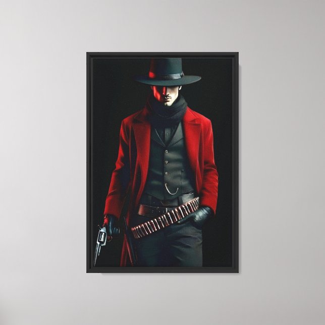 Red Jacka Cowboy, Gunslinger Framed Canvas Wall Ar (Framsida)