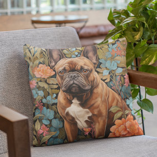 Red Jackat Fransk Bulldog Frenchie i Garden Kudde