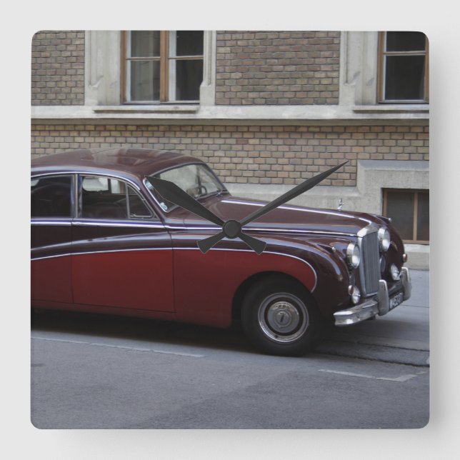 Red Jaguar Mark IX Fyrkantig Klocka (Framsida)