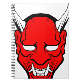Red Japansk Hannya Mask Anteckningsbok Med Spiral