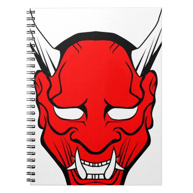 Red Japansk Hannya Mask Anteckningsbok Med Spiral (Framsidan)