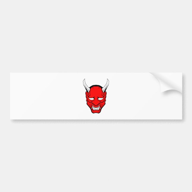 Red Japansk Hannya Mask Bildekal (Framsidan)