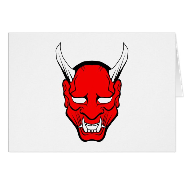 Red Japansk Hannya Mask Hälsningskort (Framsidan Horizontal)