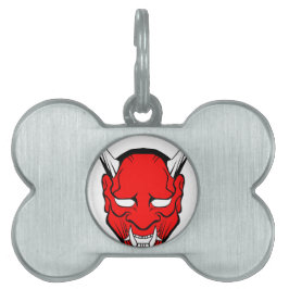Red Japansk Hannya Mask ID-bricka Husdjur