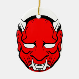 Red Japansk Hannya Mask Julgransprydnad Keramik