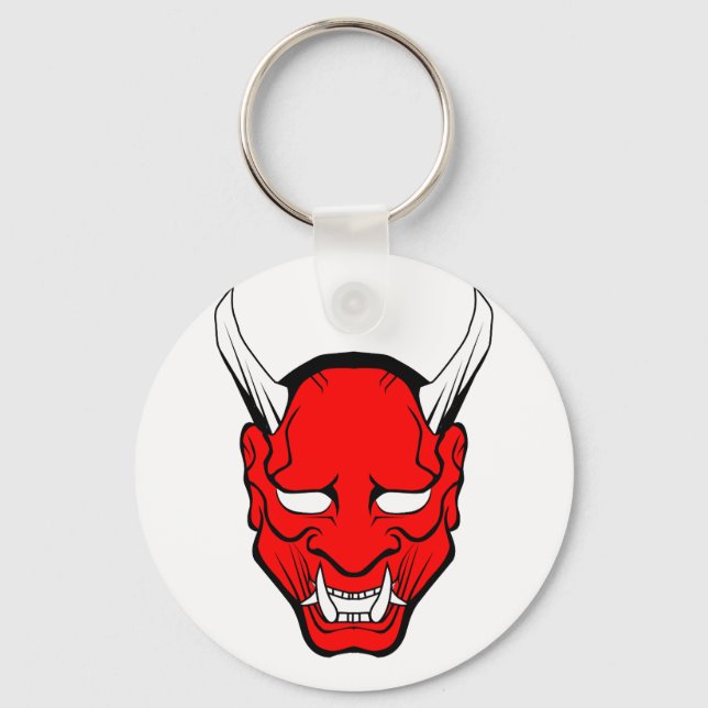 Red Japansk Hannya Mask Nyckelring (Framsida)