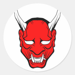 Red Japansk Hannya Mask Runt Klistermärke