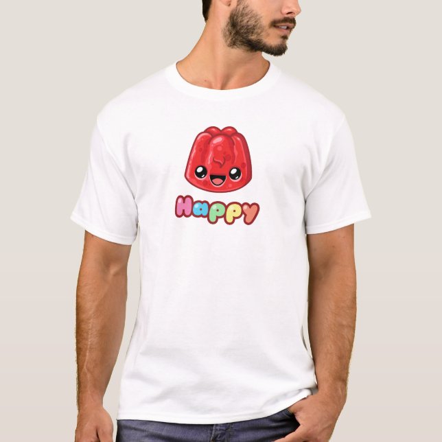 Red Jelly Happy Text - Happy Jump T Shirt (Framsida)