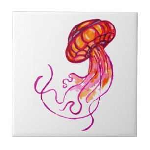 Red Jellyfish Kakelplatta