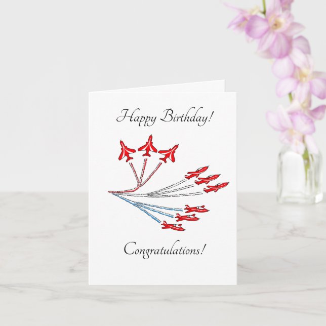 Red Jet Flygplan Anpassade Birthday Card Kort (Orkide)