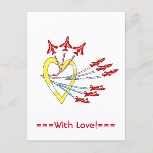 Red Jet Flygplan Heart vykort
