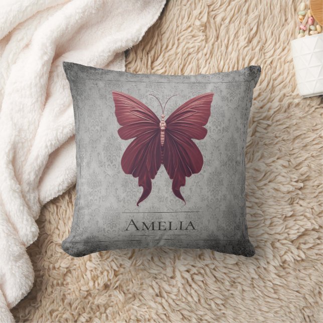 Red Jeweled Butterfly Kudde (Filt)